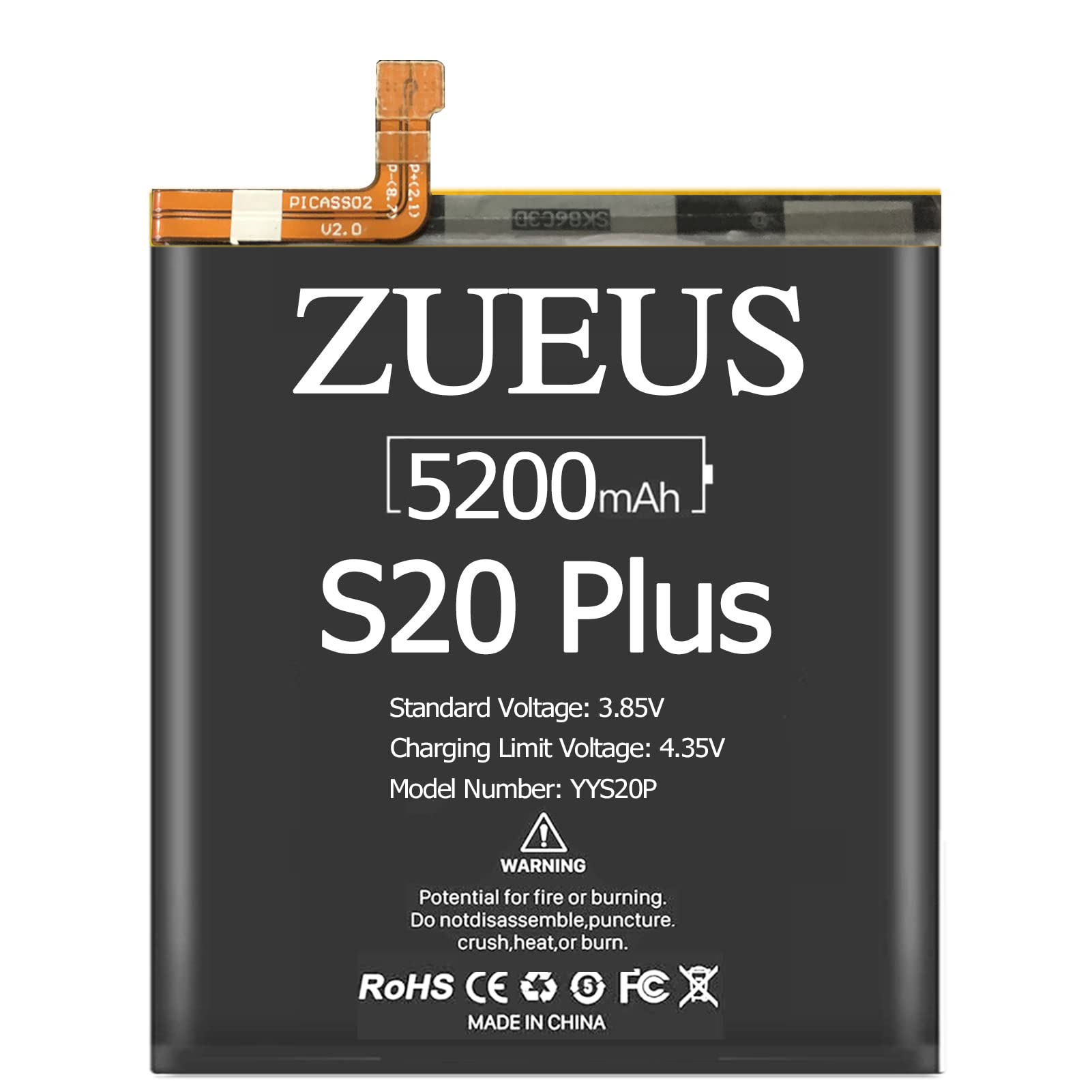 Amazon.com: Galaxy S20 Plus Battery ZUEUS 5200mAh Li-Polymer